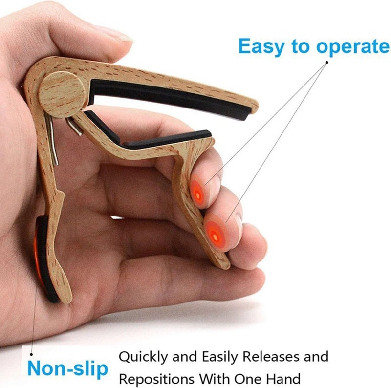 Wingo Guitar Capo for Acoustic and Electric Guitar with 5 Picks, Burlywood - Image 3